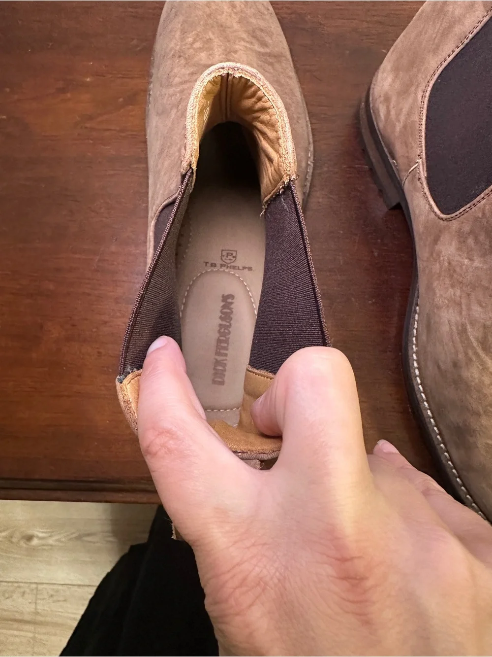T.B. Phelps for Dick Ferguson’s Men’s 11.5 Suede Chelsea Boots Brown Lug Sole